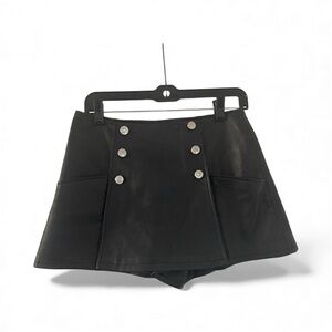 Black Mini Skirt shorts with Silver Buttons size 7/8